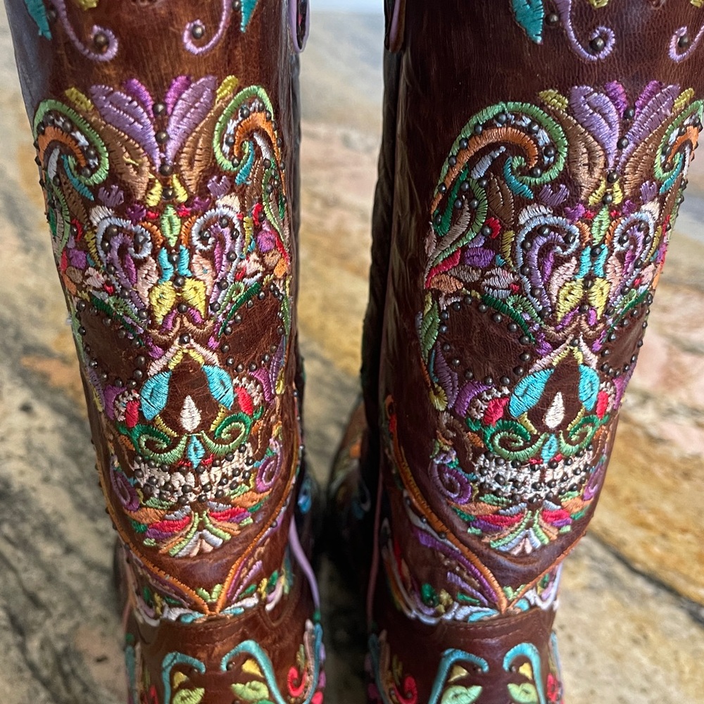 Old Gringo Dulce Calavera Multi Color 
Sugar Skull Boots Size 8 Worn 1X - Picture 7 of 9